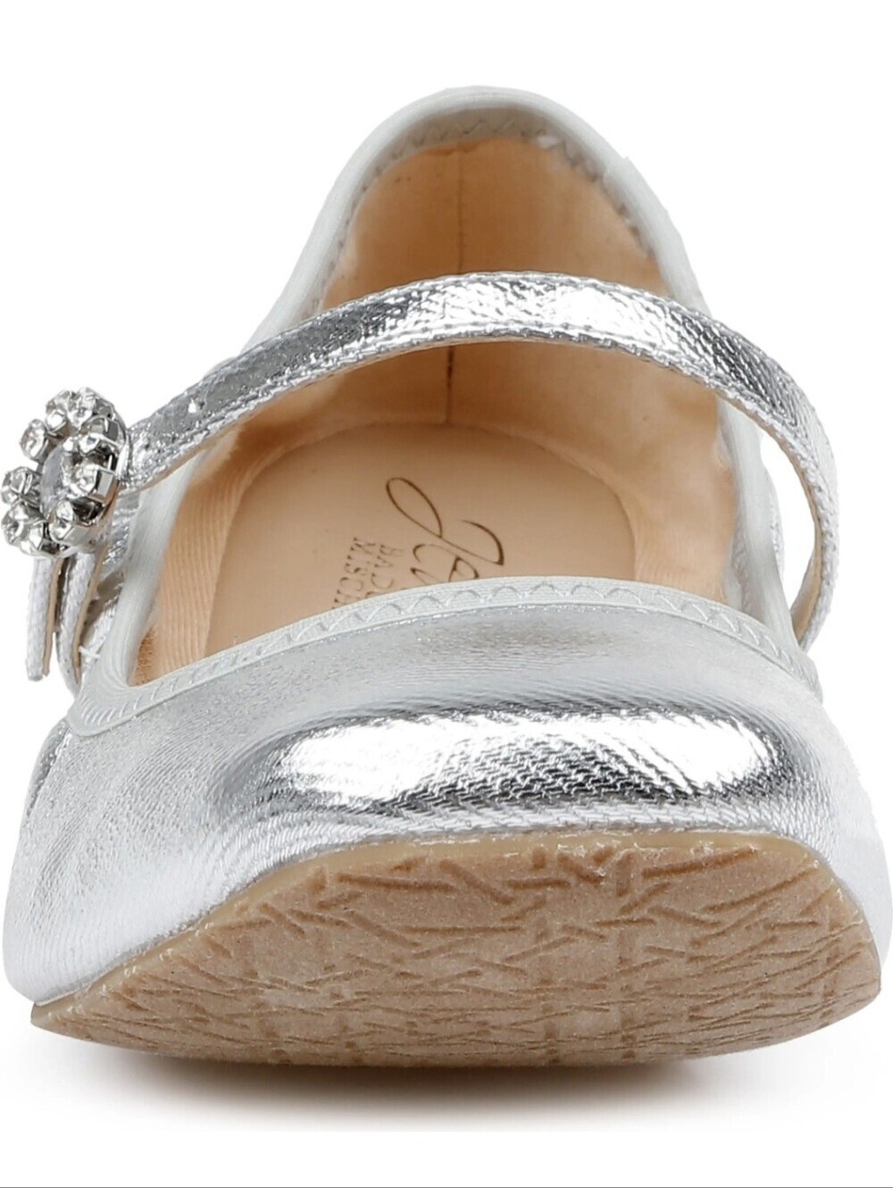 Jewel Badgley Mischka Kaya Silver Metallic Mary Jane Flat NWOT - Picture 3 of 11